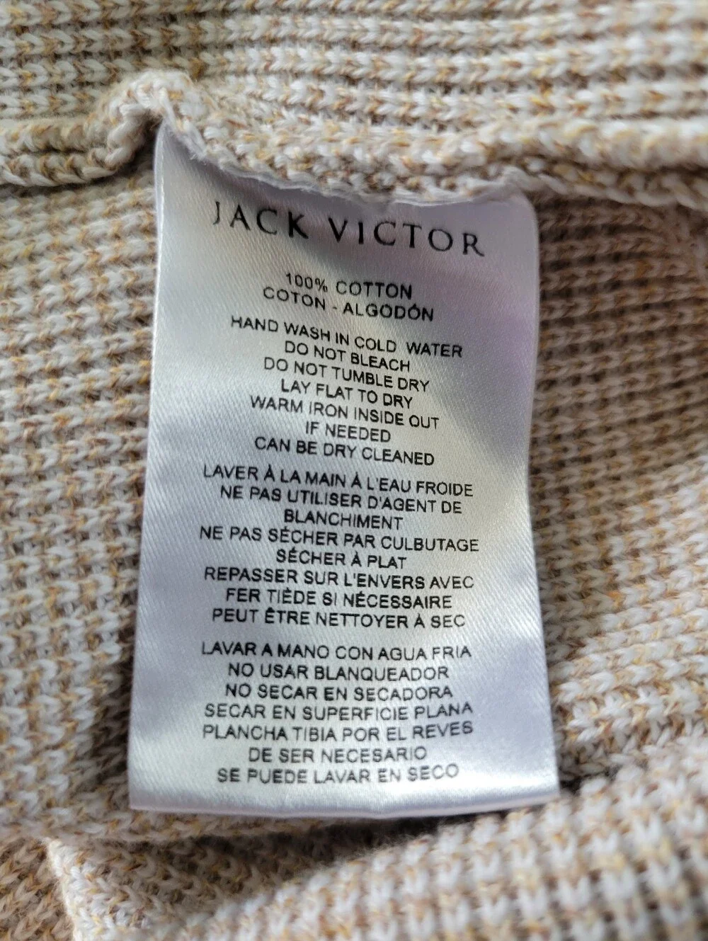 Jack Victor Daulac Quarter Zip Pullover Sweater Sand XXL